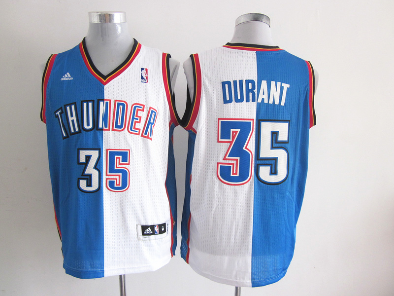  NBA Oklahoma City Thunder 35 Kevin Durant Swingman Split Blue White Jersey